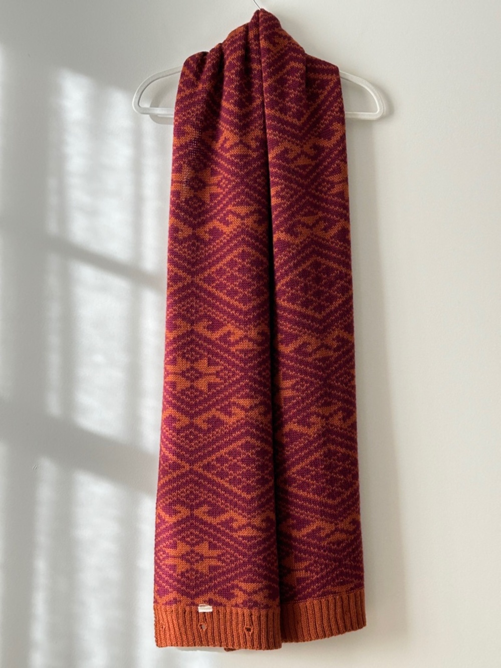 Made In Peru Alpaca Rust & Burgundy Oversized Scarf - Picture 4 of 16